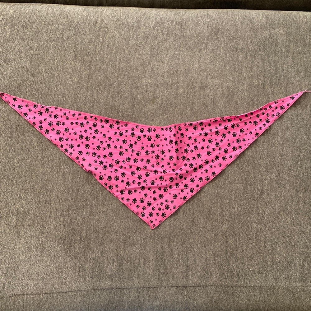 Pink & black paw print bandana